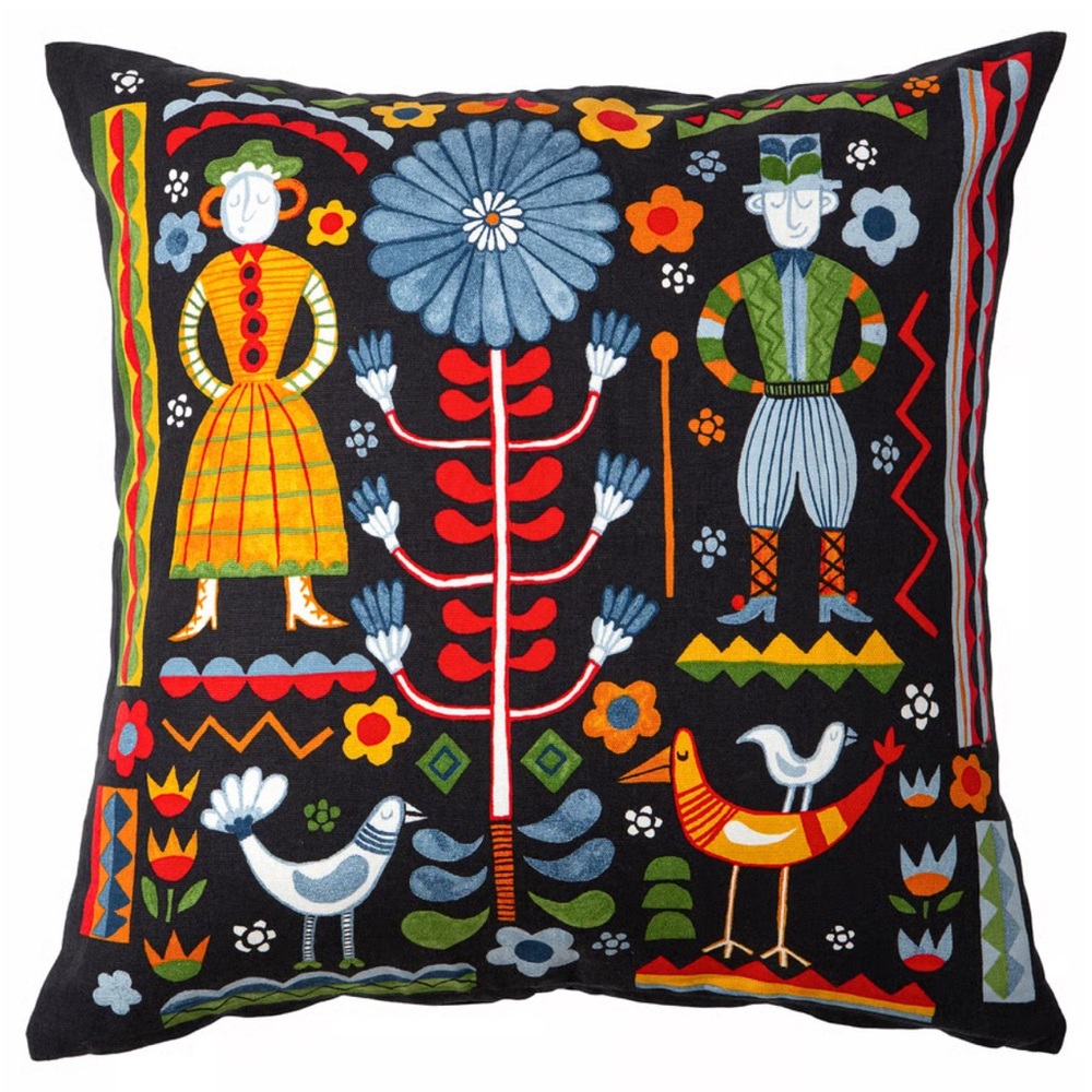 IKEA TRATTKAKTUS Black Multicolor Pillow